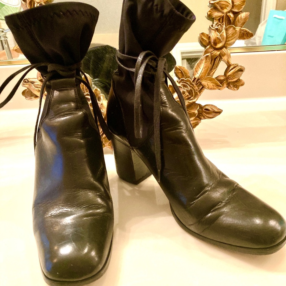 CHARLES DAVID leather+ neoprene booties